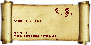 Komsa Zina névjegykártya